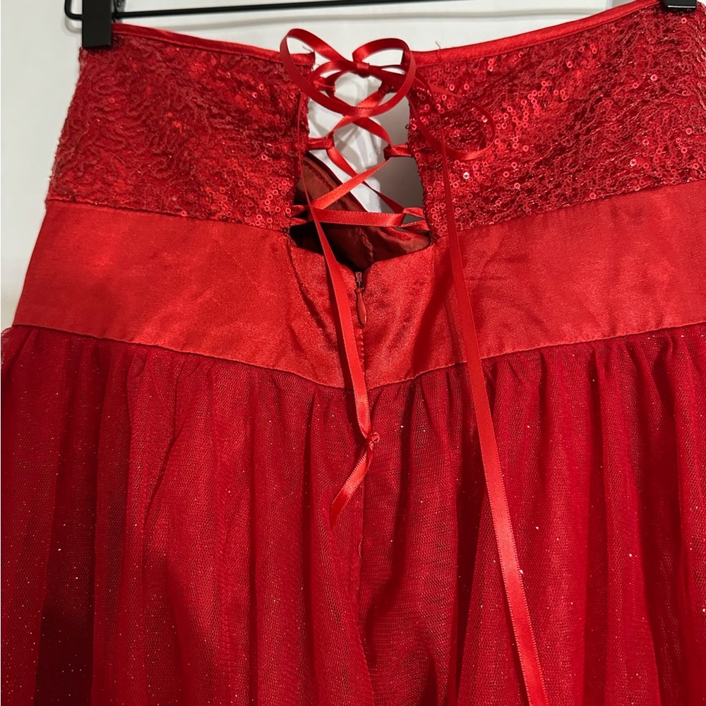 Deb Strapless Red Tulle Corset Dress Lace Up Party Prom Homecoming 11/12 Juniors - Picture 6 of 9